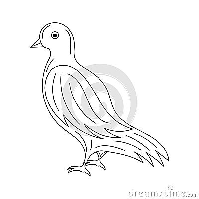 Simple dove bird Thin line vector illustration Cartoon Illustration