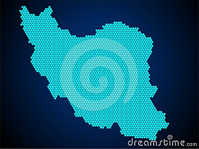 Honey Comb or Hexagon textured map of Iran Country Vector Illustration