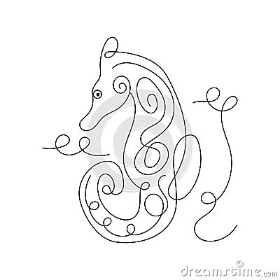 Seahorse Line Art Abstract Minimalist vector illustration Cartoon Illustration
