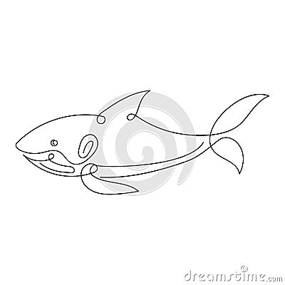 Simple Shark Line Art vector illustration Cartoon Illustration