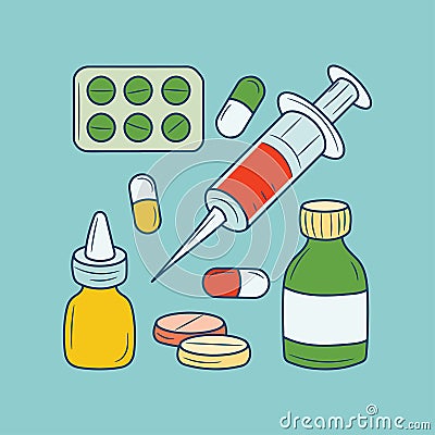 Medical colored Health care Protective vector illustration Cartoon Illustration