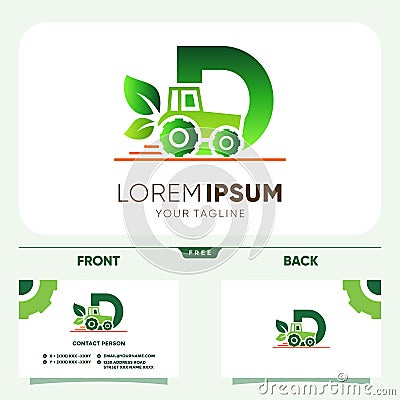 Initial Letter D Tractor Agriculture Gardening Logo Design Vector Graphic Vector Illustration