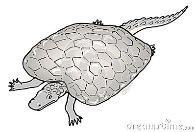henodus turtle crocodile dinosaur ancient vector illustration transparent background Vector Illustration