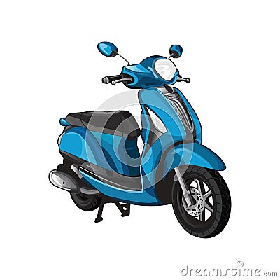 Blue Modern Motor Scooter Vector Illustration Vector Illustration