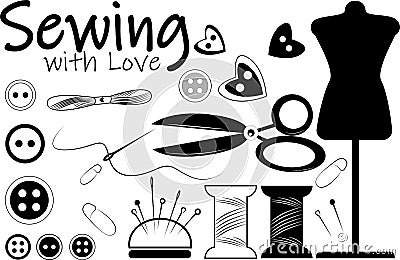 A set of items for sewing Vector Illustration