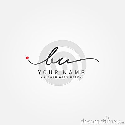 Initial Letter BU Logo - Handwritten Signature Logo for Alphabet B and U Vector Illustration