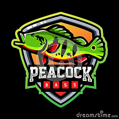Peacock bass mascot. esport logo design Vector Illustration