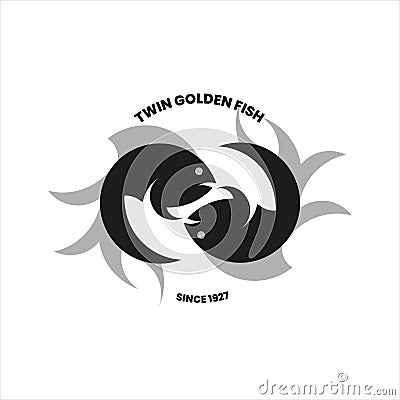 TWIN GOLDEN LUCKY FISH LOGO Vector Illustration