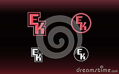 Initials EK logo with a bright color is suitable for E sports teams and others Vector Illustration