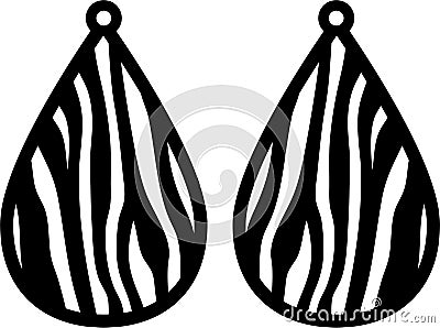 Zebra textured teardrop earrings svg vector template jewlery design Stock Photo