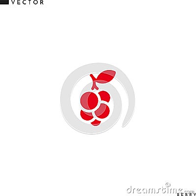 Cranberry icon. Isolated cranberry with leaf Vector Illustration