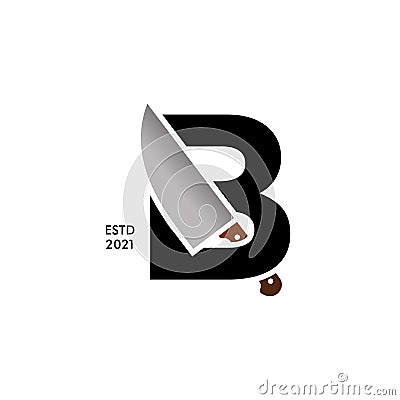 Bold and Strong Initial Knife B Vector Illustration
