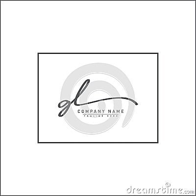 Initial Letter GL Logo - Hand Drawn Signature Logo for Alphabet G and L Vector Illustration