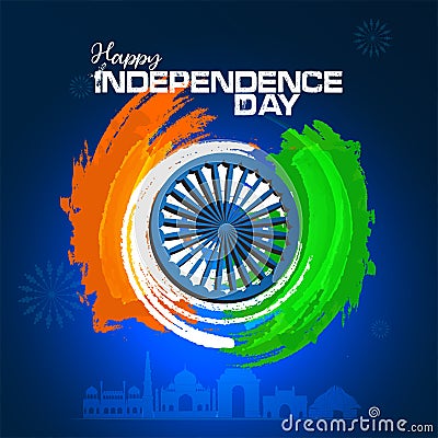 Independence Day of India tricolour on dark Background Vector Illustration