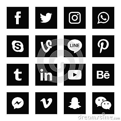 Collection of popular social media icons Vector Illustration