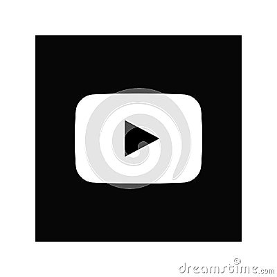 Black and white Youtube logo icon Vector Illustration