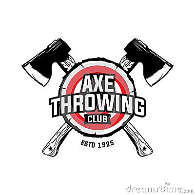 Axe Throwing Club wood target logo design Vector Illustration