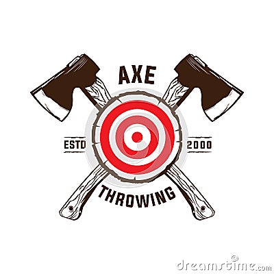 Axe Throwing Club wood target logo design Vector Illustration