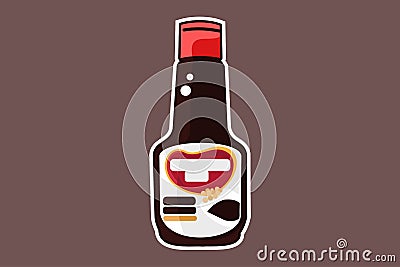 Botol plastik kecap manis klasik Translate: Classic sweet soy sauce plastic bottle Vector Illustration