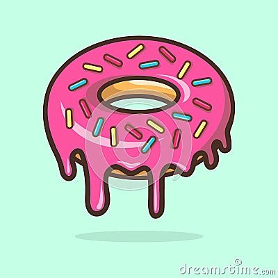 Donut melted illustration with outline Premium Vector. sweet donut melted vector illustration. Vector Illustration