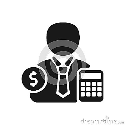 Accountant icon in glyph style isolated on white background Stock Photo