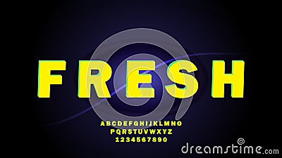 Simple greenish yellow three-dimensional text effect Vector Illustration