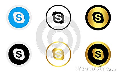 Skype gold and colourful logo type vector collection Vector Illustration
