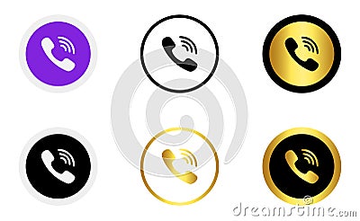 Collection of colour and gold viber call logo icon Vector Illustration