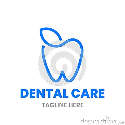 Herbal Dent logo design template. Abstract tooth and leaf outline sign. Vector Illustration