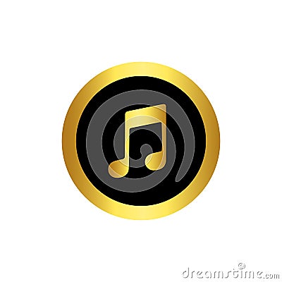 Black and gold music icon vector isolated on white background Vector Illustration