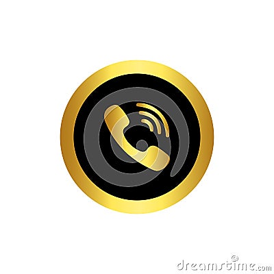 Black and gold viber call logo icon Vector Illustration