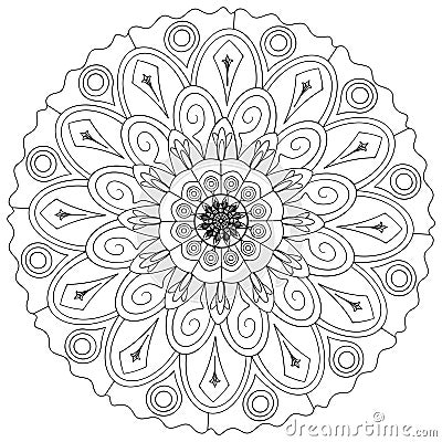 Line Black Flower Henna Coloring Book Fabrics Pattern Vector Illustration