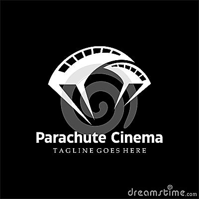 Movie Video Cinema Cinematography Film Production Logo With Parachute Illustration Vector Illustration