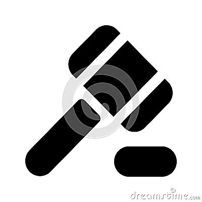 Judge Hammer Solid Style Icon Vector Illustration