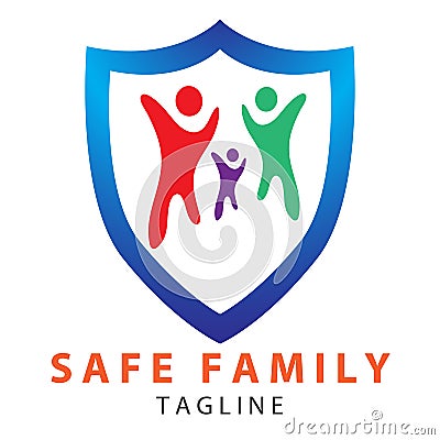 Safe family people caring protect insurance logo vector design. Stock Photo