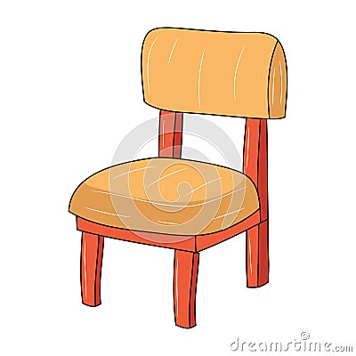 Simple Wooden Chair vector illustration, colored linear style Cartoon Illustration