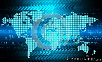World binary circuit board future technology, blue hud cyber security concept background Vector Illustration