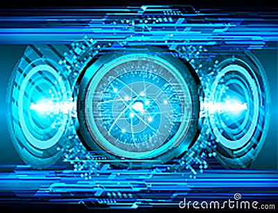 Blue Shining atom scheme. illustration. Abstract Vector Illustration