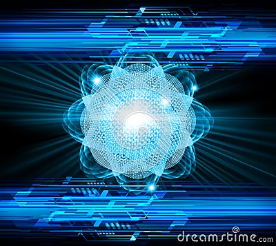 Dark Blue Shining atom scheme. illustration. Abstract Vector Illustration