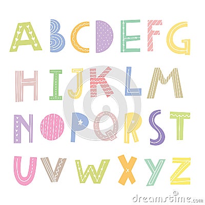 Cute scandinavian alphabet clipart set Stock Photo