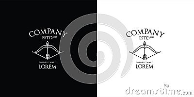 Creative Bow Arrow logo design template silhouette black. Archery concept symbol illustration Vector Illustration