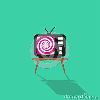 simple flat design of tv spiral hypnotic vintage retro Vector Illustration