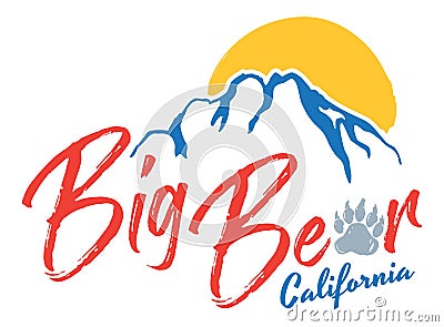 Big Bear Lake T-Shirt Design | Graphic Tee Layout for Southern California Mountain Resort and Ski Town | Vector Bear Paw Outline Vector Illustration