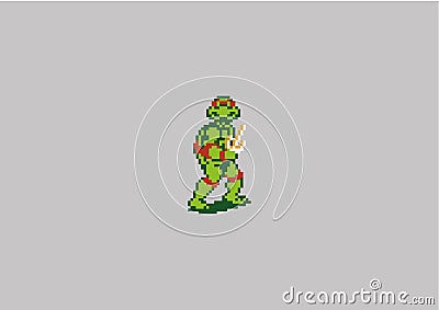 A character from a Teenage Mutant Ninja Turtles video game of an 8-bit game console Editorial Stock Photo