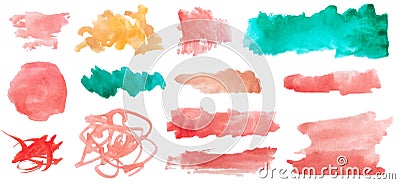 Hand drawn watercolour splotch. Brush strokes doodles. Vector Vector Illustration