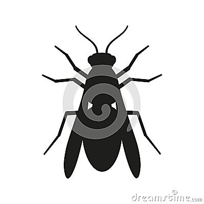 Bee silhouette. Black wasp sign. Vector animal symbol. Vector Illustration