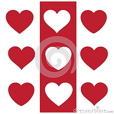 Illustration vector collection of nine hearts Vector Illustration