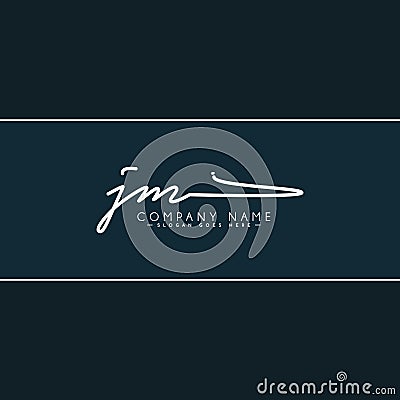 Initial Letter JM Logo - Handwritten Signature Style Logo Vector Illustration