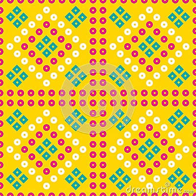 Yellow colour Traditional Indian Bandhani pattern background, seamless decorative geometric patoda Bandana Stock Photo