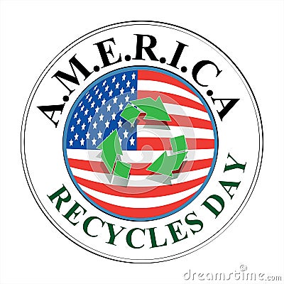 America Recycles Day Sign and Badge Stock Photo